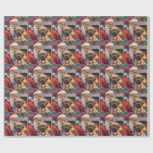 Kerstman met Lhasa Apso Kerstkunst Cadeaupapier (Vlak)