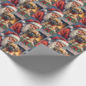 Kerstman met Lhasa Apso Kerstkunst Cadeaupapier (Hoek)