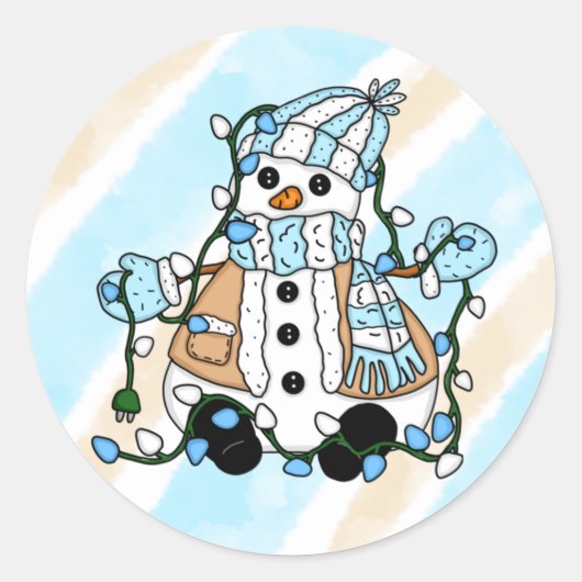 kerstman met licht ronde sticker (Voorkant)