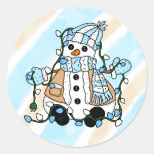 kerstman met licht ronde sticker
