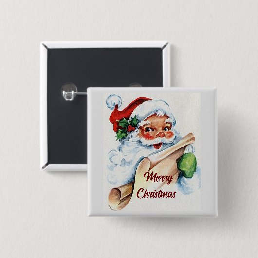 Kerstman met lijst Button (Voorkant /achterkant)