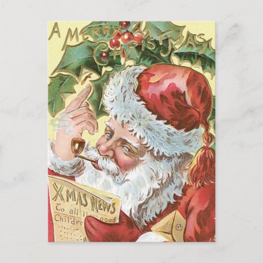 kerstman met lijst feestdagenkaart (Voorkant)