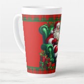 Kerstman met lijst latte mok (Linkerhoek)