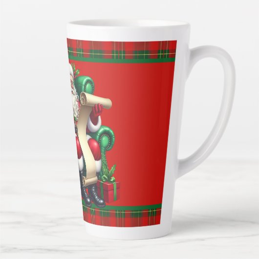 Kerstman met lijst latte mok (Rechts)