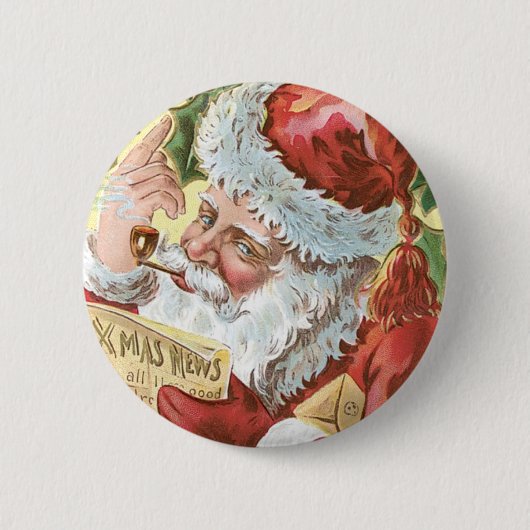 kerstman met lijst ronde button 5,7 cm (Voorkant)