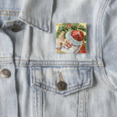  kerstman met lijst vierkante button 5,1 cm (In situ)