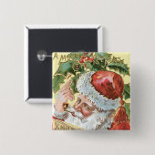  kerstman met lijst vierkante button 5,1 cm (Voorkant /achterkant)