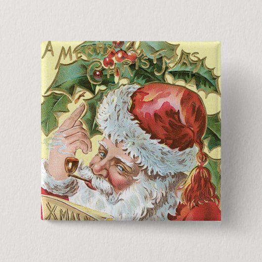  kerstman met lijst vierkante button 5,1 cm (Voorkant)