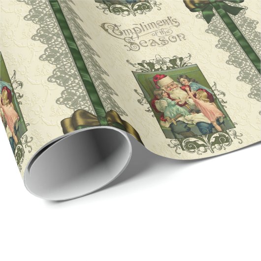  kerstman met linten en kant cadeaupapier (Rol Hoek)