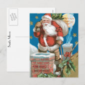  Kerstman met maan Feestdagenkaart (Voorkant / Achterkant)