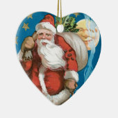 Kerstman met maan - hart Keramisch Ornament (Rechts)