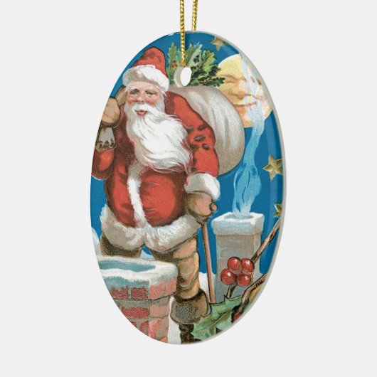  Kerstman met maan Keramisch Ornament (Links)