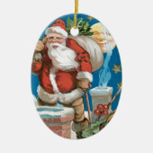  Kerstman met maan Keramisch Ornament (Voorkant)