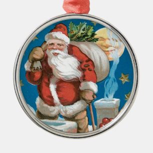 Kerstman met maan Metalen Ornament