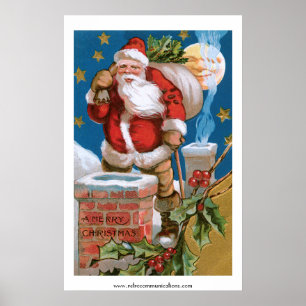  Kerstman met maan Poster