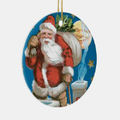 Kerstman met maan - rond Keramisch Ornament (Rechts)