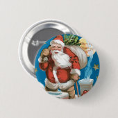 Kerstman met maan Ronde Button 5,7 Cm (Voorkant /achterkant)