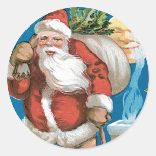 Kerstman met maan Ronde Sticker