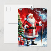 Kerstman met magische staf briefkaart (Voorkant / Achterkant)
