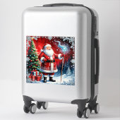 Kerstman met magische staf sticker (Koffer)