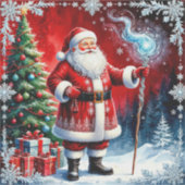 Kerstman met magische staf sticker (Voorkant)