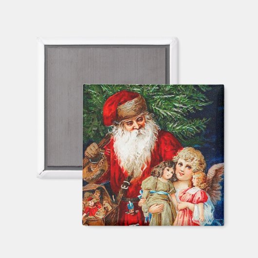 Kerstman met   magneet met kerstangel (Voorkant / Achterkant)