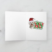 Kerstman met Maltezer in zijn tas Feestdagen Kaart (Binnen)