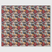 Kerstman met Maltezer Kerst Kunst Cadeaupapier (Vlak)