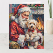 Kerstman met Maltezer Kerstkunst Kaart (Voorkant)