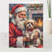Kerstman met Malti Tzu Kerst Kunst Kaart (Voorkant)