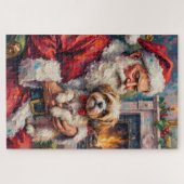 Kerstman met Malti Tzu Kerst Kunst Legpuzzel (Horizontaal)