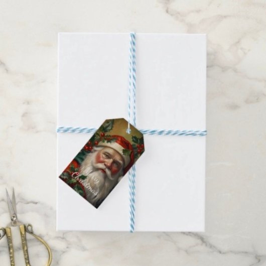 Kerstman Met Maretak Cadeaulabel