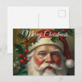 Kerstman met maretak feestdagenkaart (Voorkant / Achterkant)