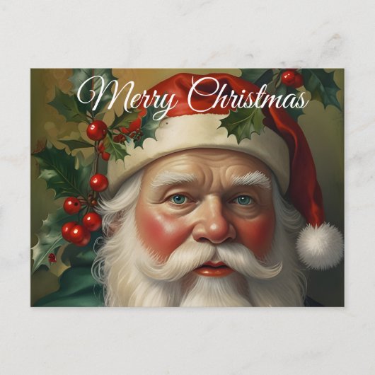 Kerstman met maretak feestdagenkaart (Voorkant)