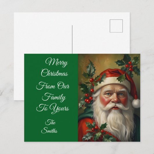 Kerstman met maretak feestdagenkaart (Voorkant / Achterkant)