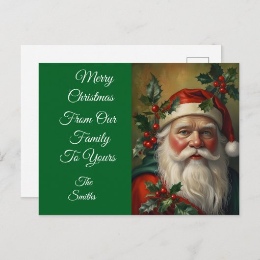 Kerstman met maretak feestdagenkaart (Voorkant / Achterkant)