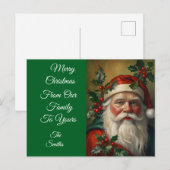 Kerstman met maretak feestdagenkaart (Voorkant / Achterkant)