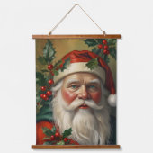 Kerstman met maretak hangend wandkleed (Voorkant)
