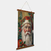 Kerstman met maretak hangend wandkleed (Gebogen)