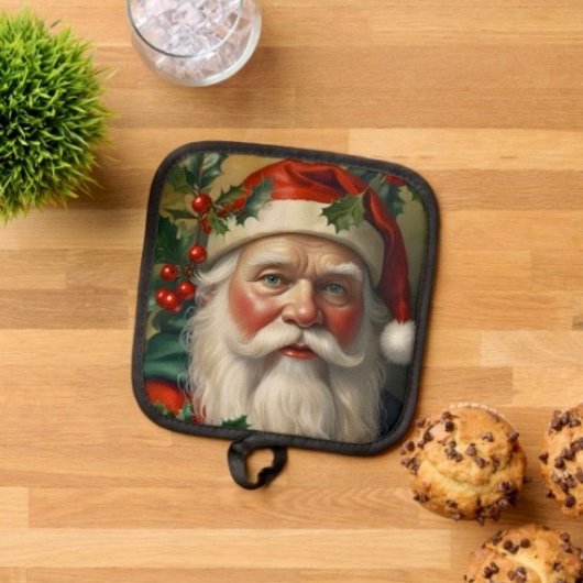 Kerstman met maretak pannenlap