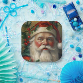 Kerstman met maretak papieren bordje (Feest)