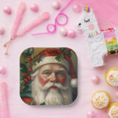 Kerstman met maretak papieren bordje (Feest)