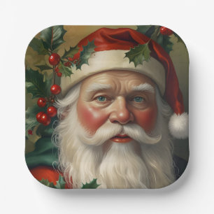 Kerstman met maretak papieren bordje