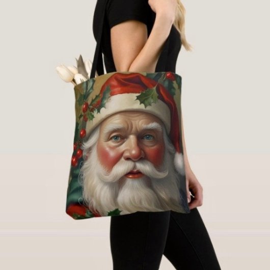 Kerstman met maretak tote bag