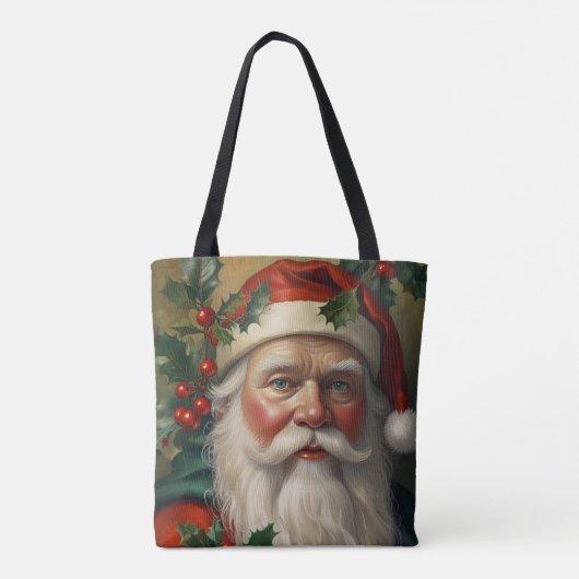 Kerstman met maretak tote bag (Achterkant)