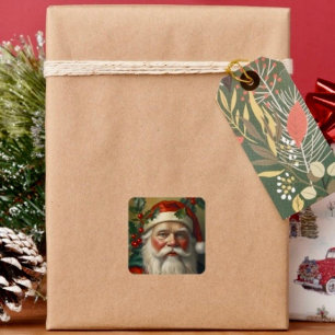 Kerstman met maretak vierkante sticker