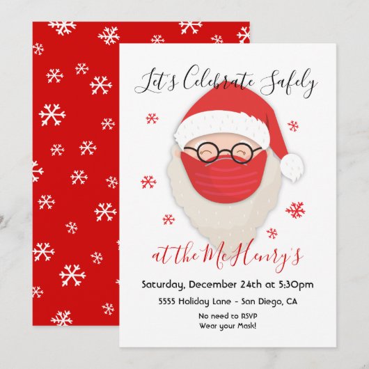 Kerstman met masker Sociale Vervormende Kerst Kaart (Voorkant / Achterkant)