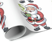 Kerstman met Matcha-drank Kerstmis Cadeaupapier (Rol Hoek)