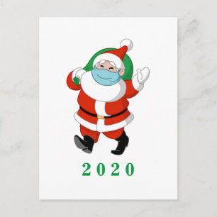 kerstman met medisch masker briefkaart