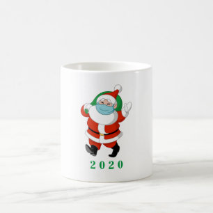 kerstman met medisch masker koffiemok